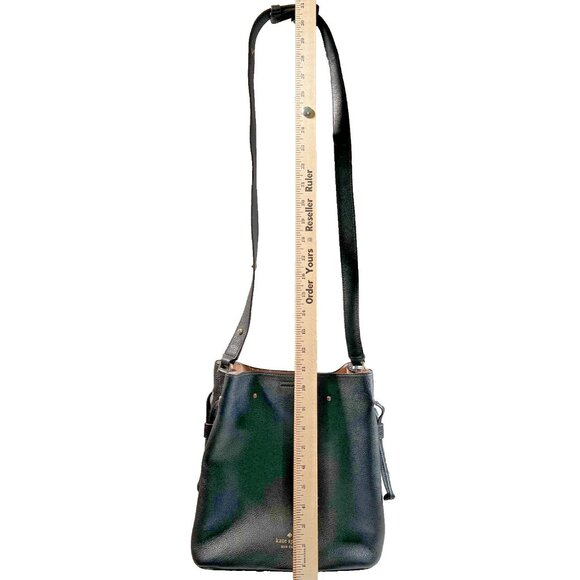 Kate Spade Black Crossbody Bucket Bag Womens Black Pebbled Leather Gold Accent - Picture 6 of 8